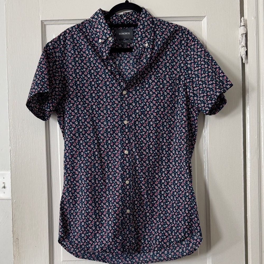 Bonobos Blue and Pink Patterned Button-Down Shirt